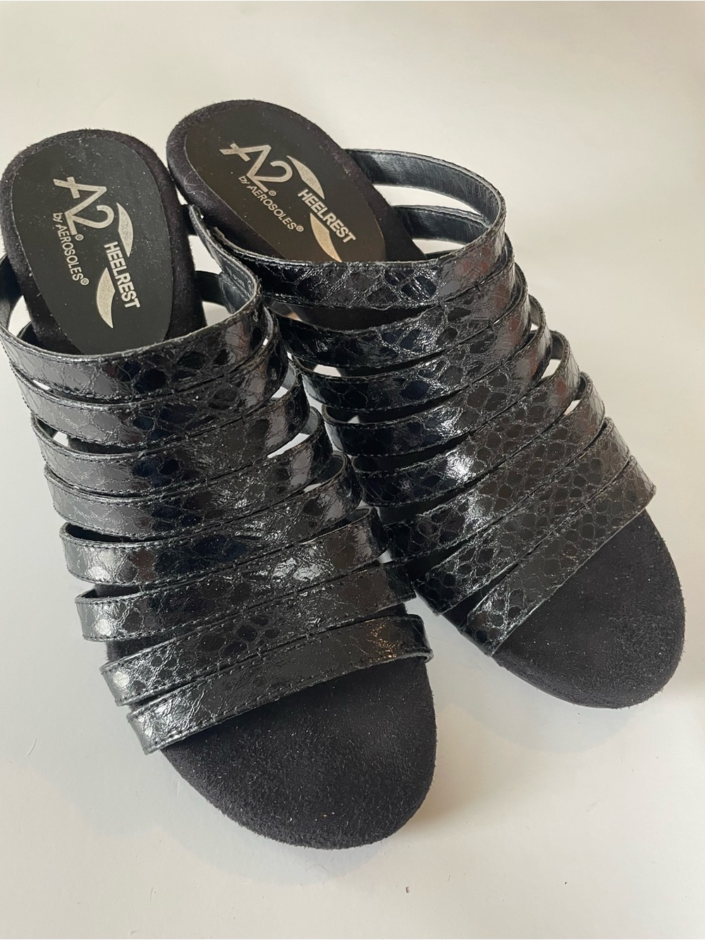 AEROSOLES Black Strappy Slide Mules